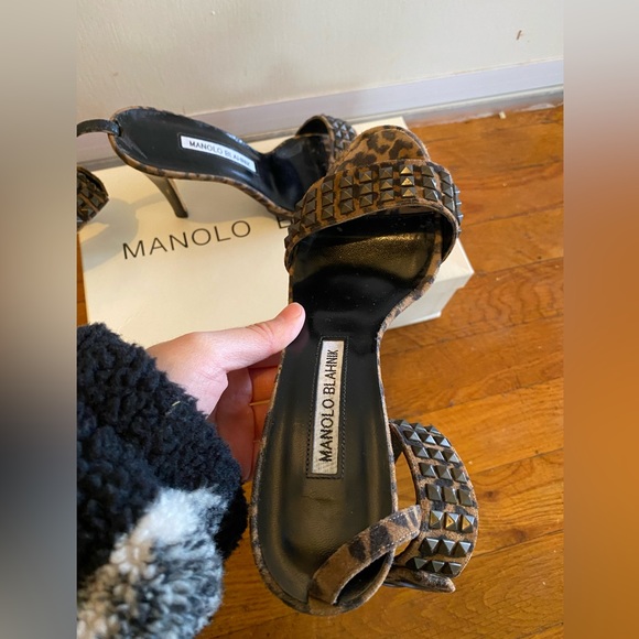 Manolo Blahnik slingback leopard print heels with ankle cuff! Size 35 - Picture 3 of 9